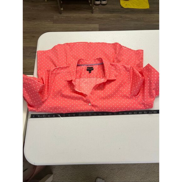 Talbots‎ Button Front Shirt Sz 20 Pink White Polka Dot Wrinkle Resistant Cotton - Picture 9 of 11